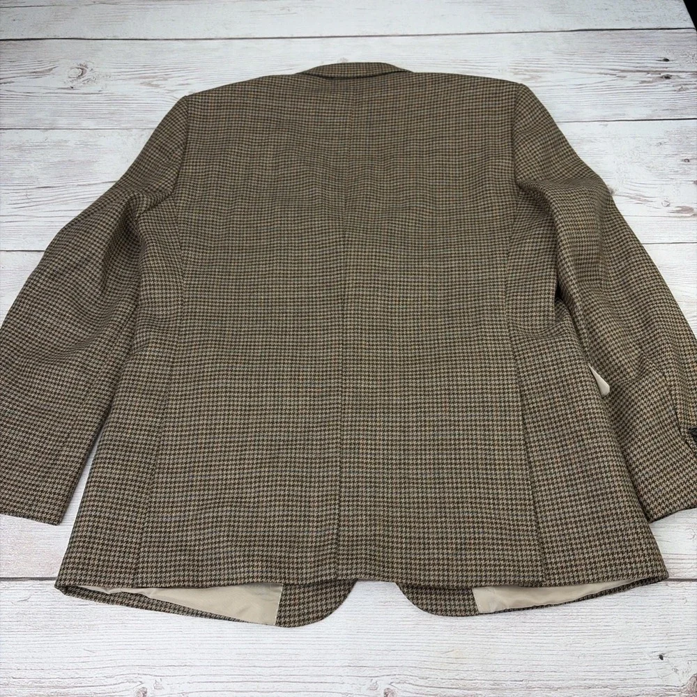 Tommy Hilfiger Men's 42R Brown Houndstooth Wool Blazer Coat Heritage Academia